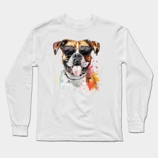 Boxer Dog with Sunglasses Long Sleeve T-Shirt